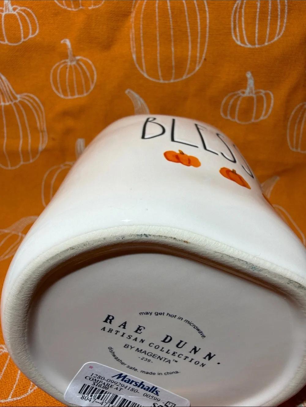 Rae Dunn BLESSED Mug with pumpkins